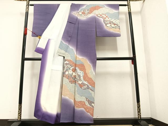 平和屋着物●訪問着　草花文　暈し染め　金彩　正絹　逸品　AAAZ8919ph
