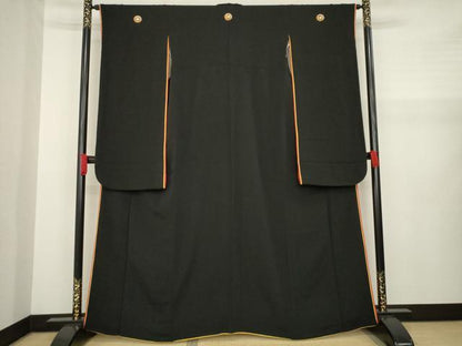 平和屋着物●豪華振袖　黒地　鬼しぼ縮緬　正絹　逸品　AAAZ8926ck