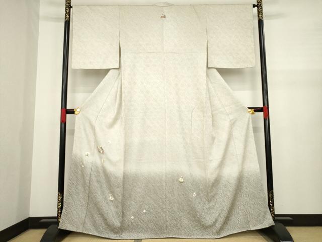 平和屋着物●訪問着 総絞り 総刺繍 花筏文 暈し染め 金糸 正絹 逸品 AAAZ8951ck