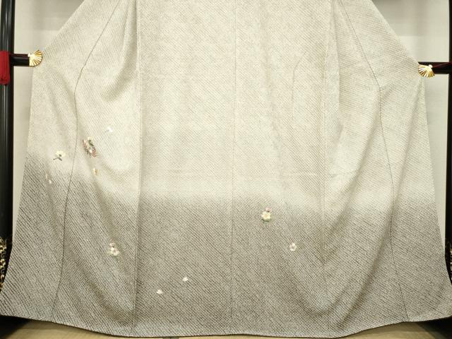 平和屋着物●訪問着 総絞り 総刺繍 花筏文 暈し染め 金糸 正絹 逸品 AAAZ8951ck