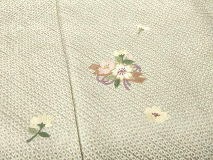 平和屋着物●訪問着 総絞り 総刺繍 花筏文 暈し染め 金糸 正絹 逸品 AAAZ8951ck