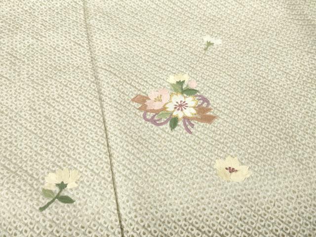 平和屋着物●訪問着 総絞り 総刺繍 花筏文 暈し染め 金糸 正絹 逸品 AAAZ8951ck