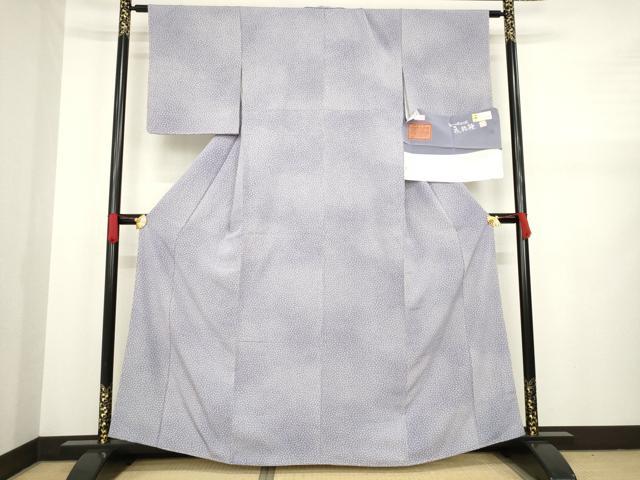 平和屋着物●紀裳苑　京小紋　花桔梗　反端付き　正絹　逸品　AAAZ8953ck