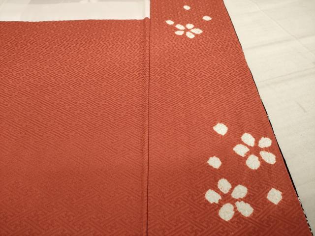 平和屋着物●訪問着　絞り　流水枝梅文　黒地　ロング丈　正絹　逸品　未使用　AAAZ8958ck