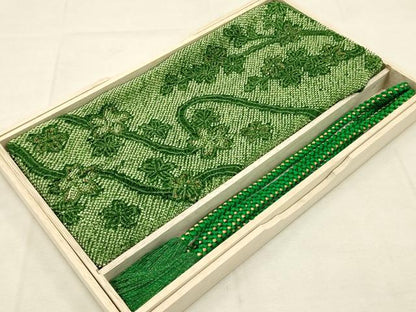 平和屋着物●和装小物 振袖用帯締め・帯揚げセット 総絞り 舞花文 金糸 金彩 撚り房 逸品 AAAZ8970ay