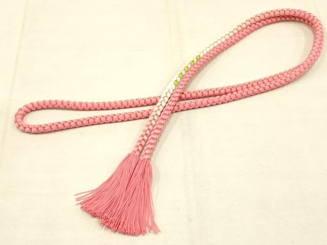 平和屋着物●和装小物　振袖用帯締め・帯揚げセット　総絞り　舞花文　暈し染め　金糸　撚り房　逸品　AAAZ8971ay