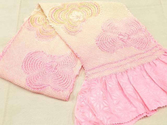 平和屋着物●和装小物　振袖用帯締め・帯揚げセット　総絞り　舞花文　暈し染め　金糸　撚り房　逸品　AAAZ8971ay