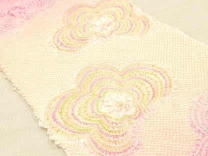 平和屋着物●和装小物　振袖用帯締め・帯揚げセット　総絞り　舞花文　暈し染め　金糸　撚り房　逸品　AAAZ8971ay