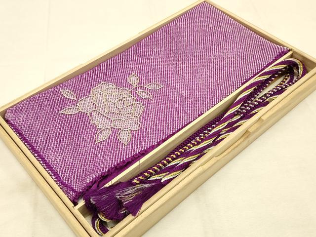 平和屋着物●和装小物 振袖用帯締め・帯揚げセット 総絞り 薔薇 金銀糸 金銀彩 逸品 AAAZ8973ay