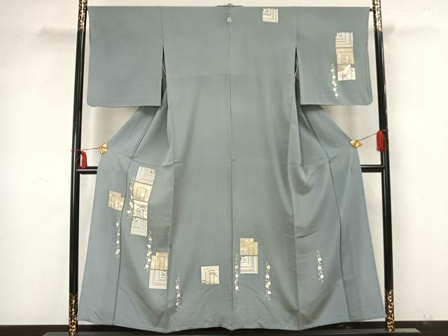 平和屋着物▽訪問着 単衣 駒刺繍 色紙草花文 金彩 正絹 逸品 AAAZ9002fy