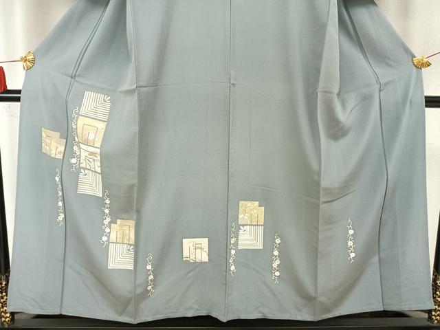 平和屋着物▽訪問着 単衣 駒刺繍 色紙草花文 金彩 正絹 逸品 AAAZ9002fy