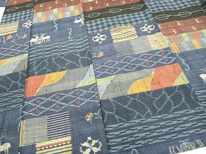 平和屋着物▽上質な紬 単衣 横段文 正絹 逸品 未使用 AAAZ9007fy