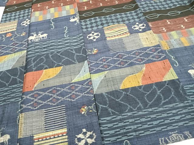 平和屋着物▽上質な紬 単衣 横段文 正絹 逸品 未使用 AAAZ9007fy