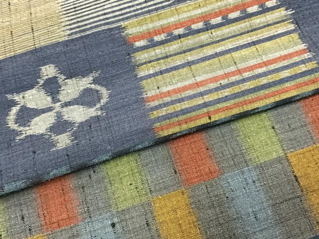 平和屋着物▽上質な紬 単衣 横段文 正絹 逸品 未使用 AAAZ9007fy
