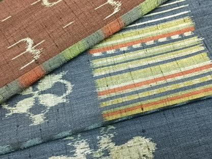 平和屋着物▽上質な紬 単衣 横段文 正絹 逸品 未使用 AAAZ9007fy