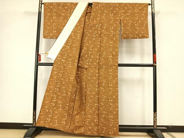 平和屋着物▽上質な紬 単衣 琉球絣 正絹 逸品 AAAZ9008fy