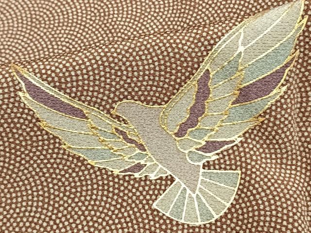 平和屋着物▽江戸小紋 単衣 飛鳥文 鮫小紋柄 金彩 正絹 逸品 未使用 AAAZ9009fy