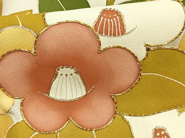 平和屋着物▽訪問着　単衣　駒刺繍　草花文　銀彩　正絹　逸品　AAAZ9013fy