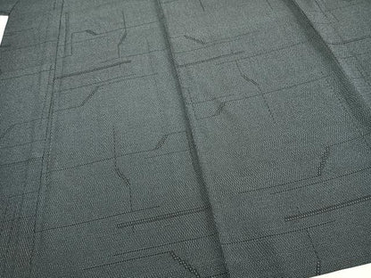 平和屋着物▽本塩沢 単衣 110亀甲 抽象文様 正絹 逸品 AAAZ9015fy