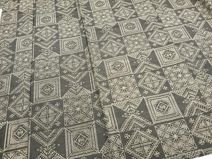 平和屋着物▽上質な紬 単衣 市松花文 正絹 逸品 AAAZ9017fy