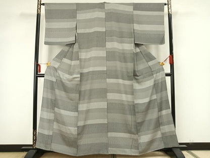平和屋着物▽江戸小紋 単衣 横段文 正絹 逸品 AAAZ9019fy