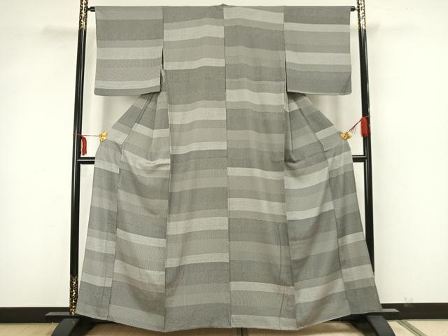 平和屋着物▽江戸小紋 単衣 横段文 正絹 逸品 AAAZ9019fy