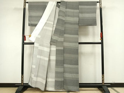 平和屋着物▽江戸小紋 単衣 横段文 正絹 逸品 AAAZ9019fy