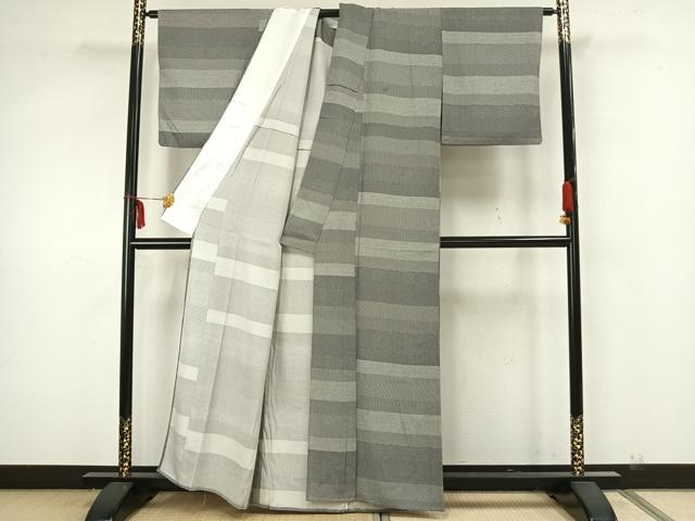 平和屋着物▽江戸小紋 単衣 横段文 正絹 逸品 AAAZ9019fy
