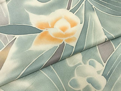 平和屋着物▽上質な小紋 単衣 草花文 暈し染め 正絹 逸品 AAAZ9025fy