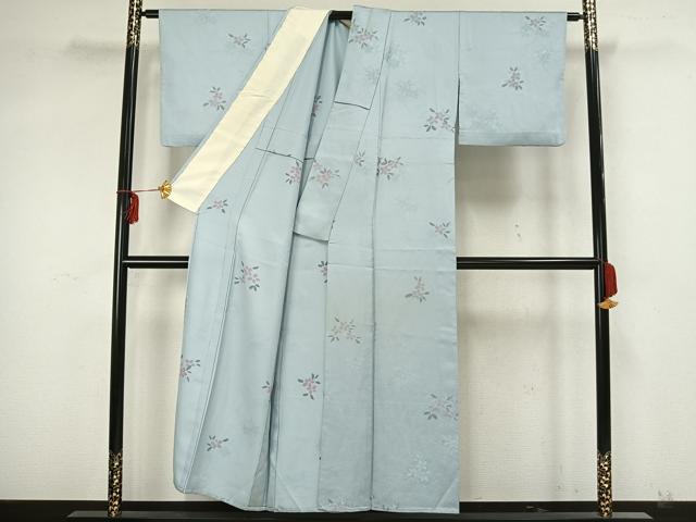 平和屋着物▽上質な小紋 単衣 草花文 正絹 逸品 AAAZ9026fy