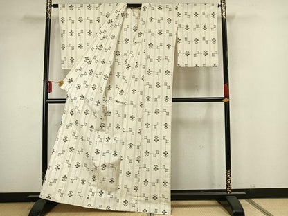 平和屋着物▽上質な紬　単衣　花間道　正絹　逸品　AAAZ9027fy