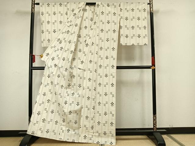平和屋着物▽上質な紬　単衣　花間道　正絹　逸品　AAAZ9027fy