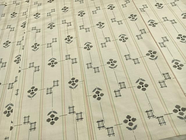 平和屋着物▽上質な紬　単衣　花間道　正絹　逸品　AAAZ9027fy