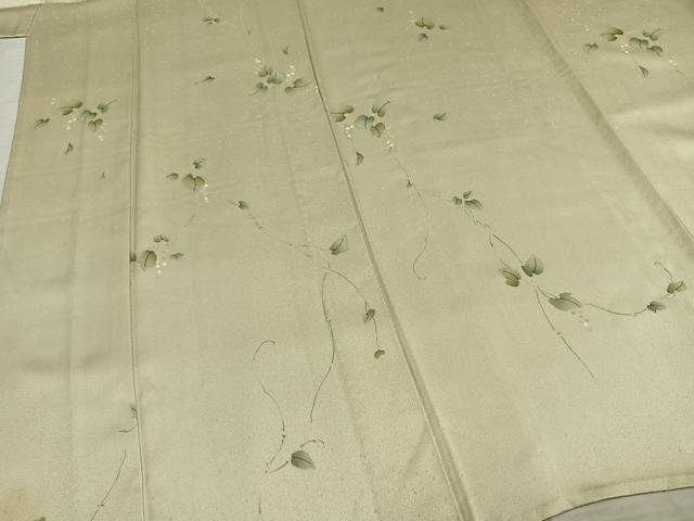 平和屋着物▽上質な小紋 単衣 手描き 葡萄蔦の葉文 正絹 逸品 AAAZ9029fy