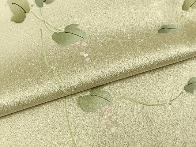 平和屋着物▽上質な小紋 単衣 手描き 葡萄蔦の葉文 正絹 逸品 AAAZ9029fy