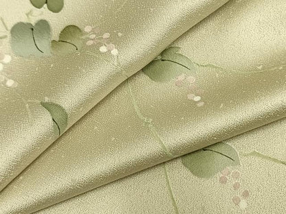 平和屋着物▽上質な小紋 単衣 手描き 葡萄蔦の葉文 正絹 逸品 AAAZ9029fy