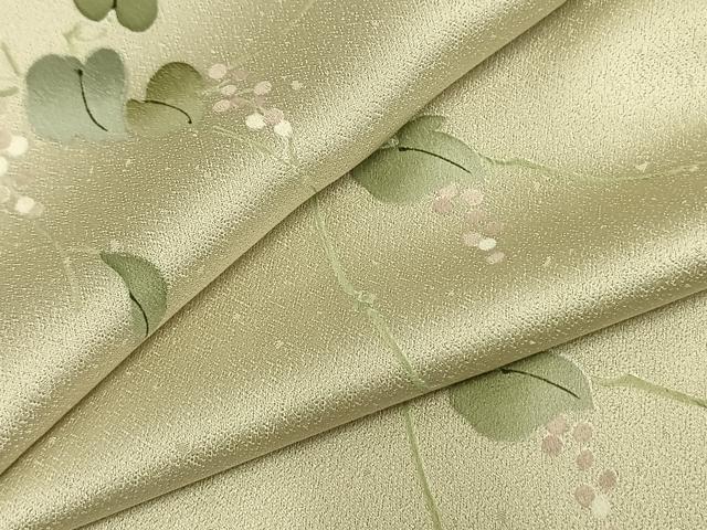 平和屋着物▽上質な小紋 単衣 手描き 葡萄蔦の葉文 正絹 逸品 AAAZ9029fy