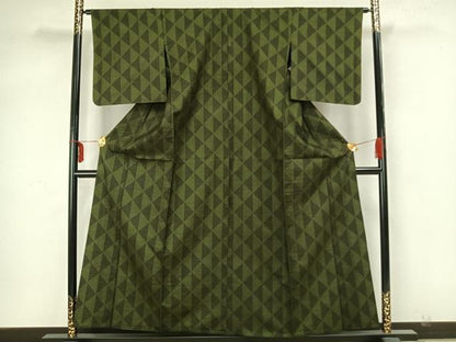 平和屋着物▽本場大島紬 単衣 割り込み絣 正絹 逸品 AAAZ9030fy