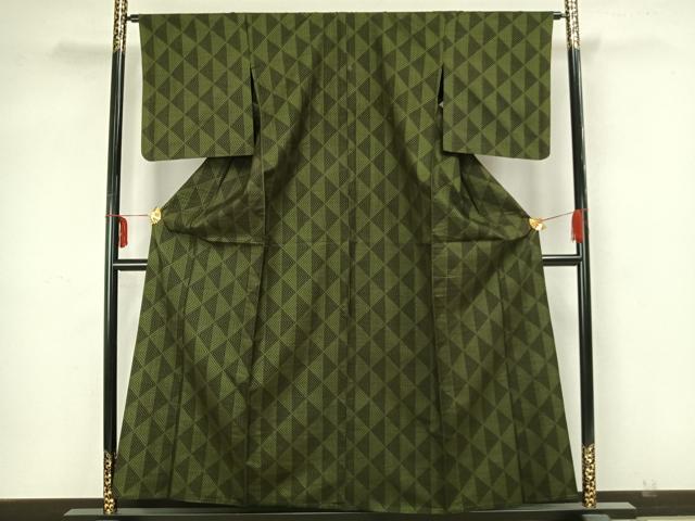 平和屋着物▽本場大島紬 単衣 割り込み絣 正絹 逸品 AAAZ9030fy