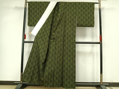 平和屋着物▽本場大島紬 単衣 割り込み絣 正絹 逸品 AAAZ9030fy