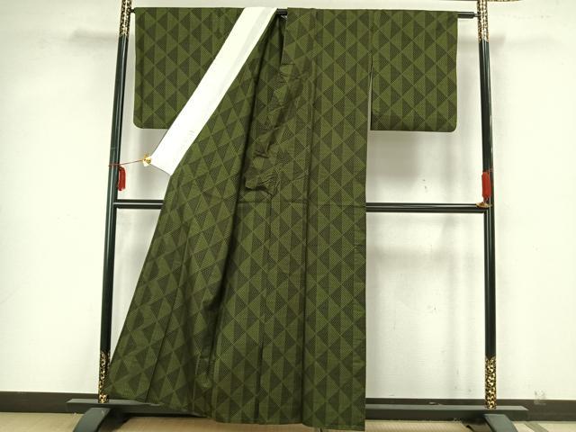 平和屋着物▽本場大島紬 単衣 割り込み絣 正絹 逸品 AAAZ9030fy