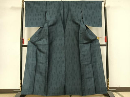 平和屋着物▽お召 単衣 100亀甲 立涌文 正絹 逸品 未使用 AAAZ9031fy