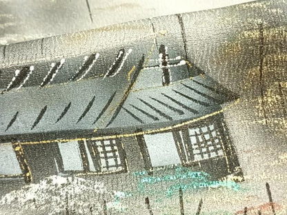 平和屋着物▽訪問着 単衣 手描き 風景文 暈し染め 金銀彩 正絹 逸品 AAAZ9033fy