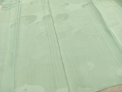 平和屋着物▽上質な色無地 単衣 渦巻地紋 錆青磁色 正絹 逸品 AAAZ9034fy