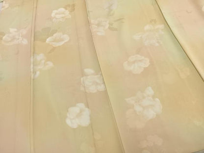 平和屋着物▽上質な小紋 単衣 地紋起こし 草花文 暈し染め 正絹 逸品 AAAZ9037fy