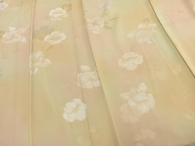 平和屋着物▽上質な小紋 単衣 地紋起こし 草花文 暈し染め 正絹 逸品 AAAZ9037fy