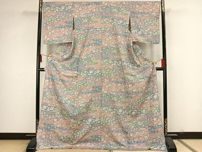 平和屋着物▽上質な小紋 単衣 辻が花 ロング丈 正絹 逸品 AAAZ9038fy