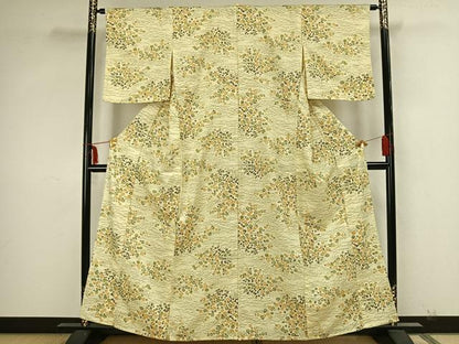 平和屋着物▽小紋 単衣 草花文 洗える着物 AAAZ9039fy
