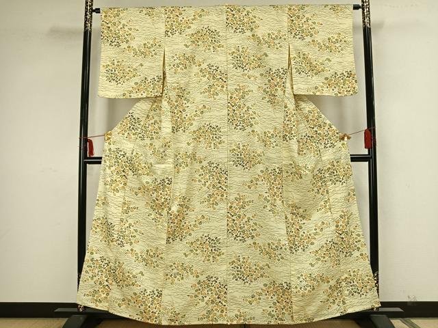 平和屋着物▽小紋 単衣 草花文 洗える着物 AAAZ9039fy