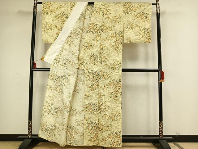 平和屋着物▽小紋 単衣 草花文 洗える着物 AAAZ9039fy